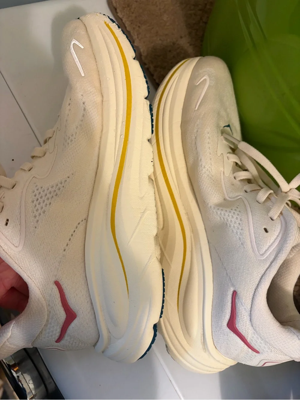 Hoka Women's Cream Running Shoes. Clifton 10.